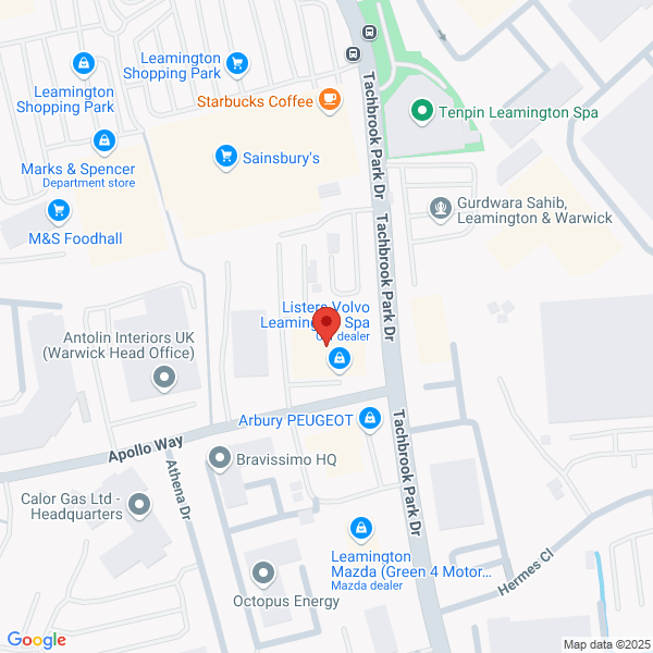 Map of Listers Leamington Spa located in WARWICK, CV34 6RW