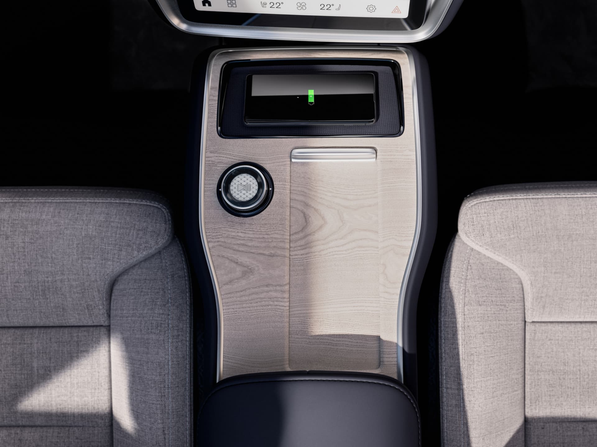 Imagine care prezintă amestecul durabil de lână din interiorul unui Volvo EX90.