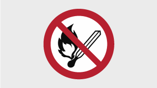 Label for avoiding sparks and naked flames