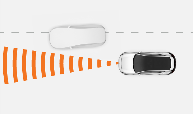 Car turning into radar view