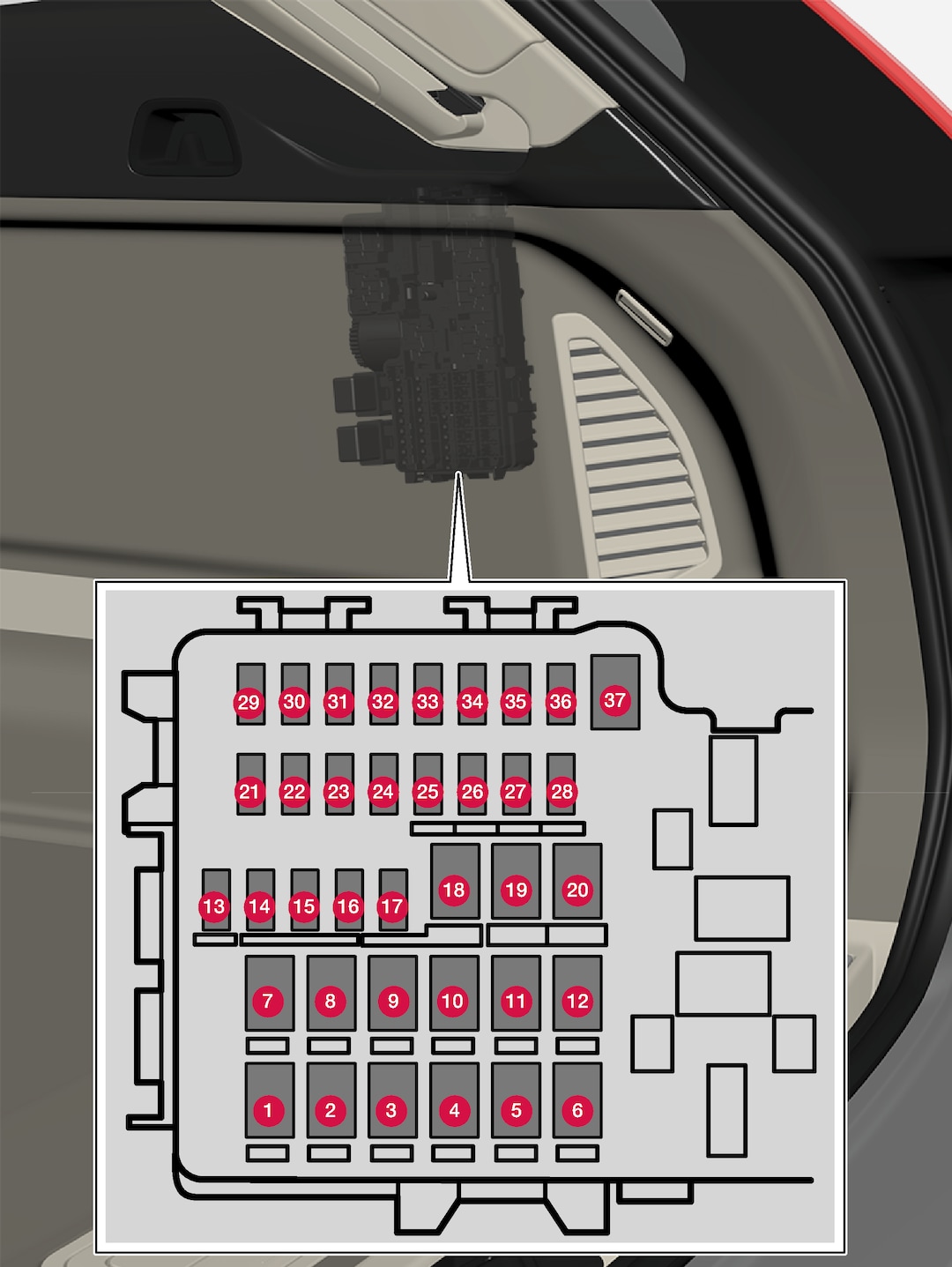 XC60 Twin Engine Fuses in the cargo compartment | Volvo Support EN-CA