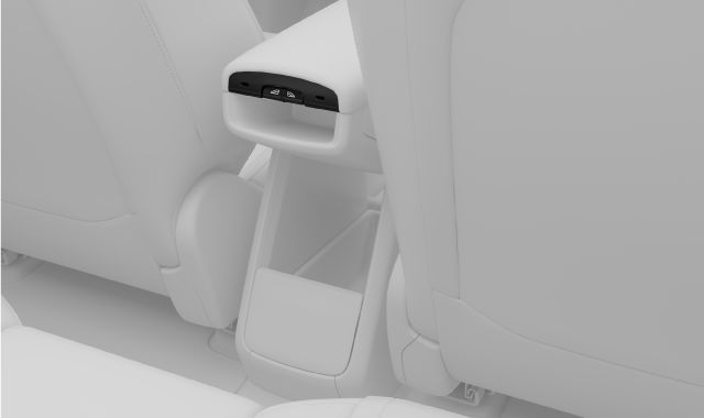 Window controls on the rear end of the centre armrest