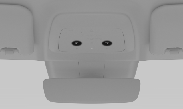 La console superiore che integra le luci di lettura del sedile anteriore