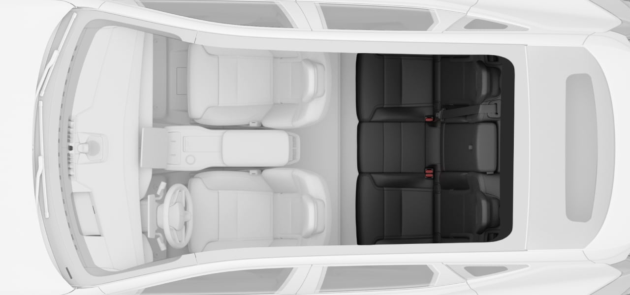 Top-down view with rear seats in focus