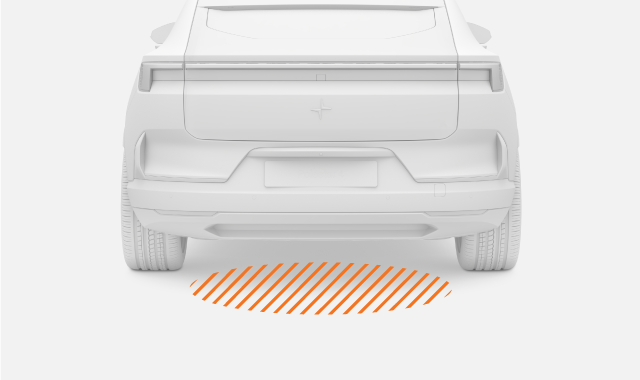 The sensor picks up movement under the rear bumper.