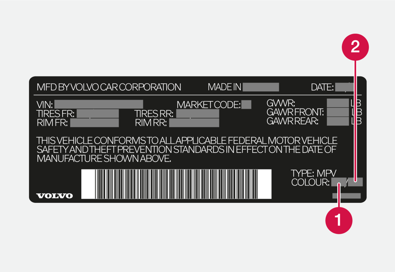 iCup-22w22-BEV-Vehicle Identification Number label with annotation for color code - US