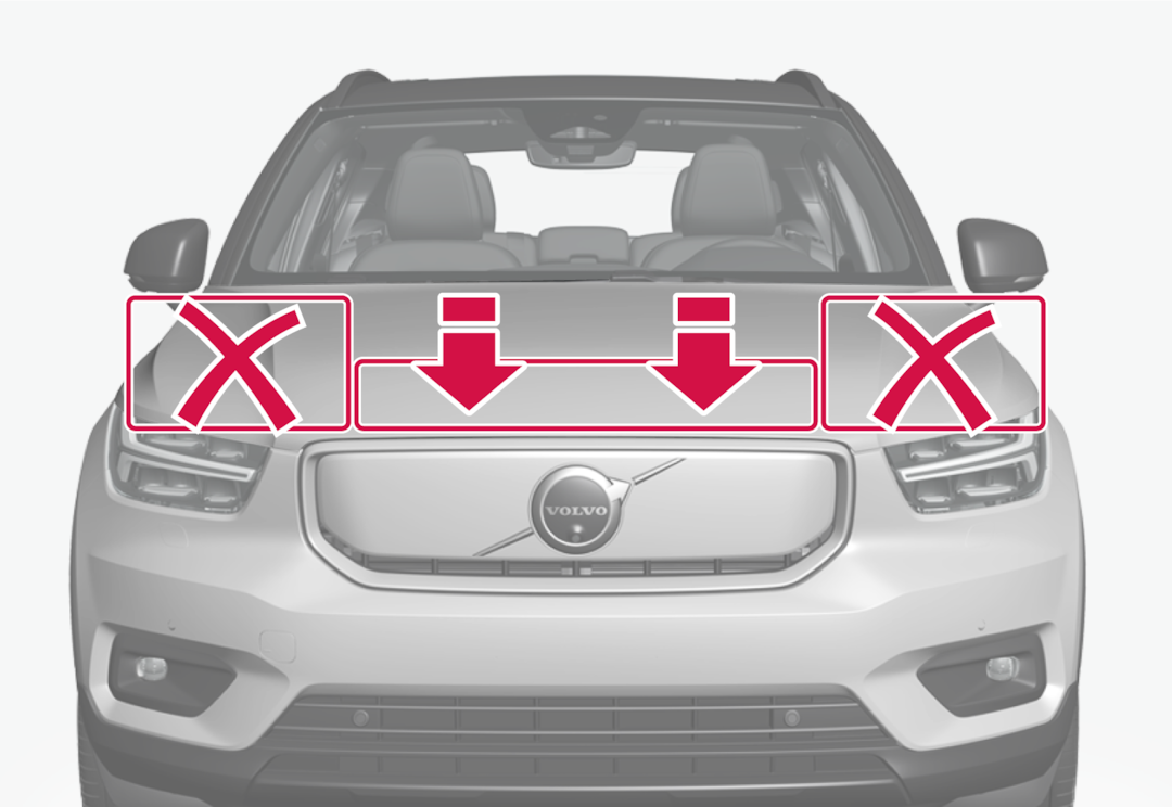 XC40 Mild Hybrid Opening and closing the hood Volvo Support ENCA
