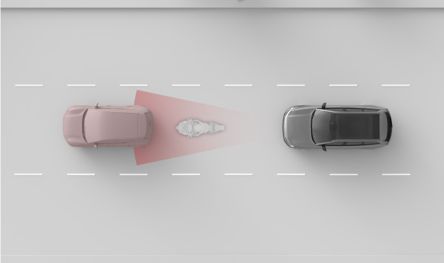 Car and motorcycle in radar view