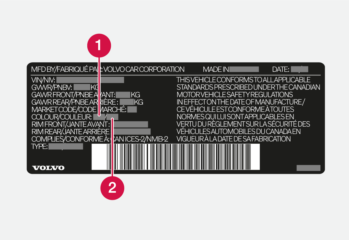 iCup-22w22-BEV-Vehicle Identification Number label with annotation for color code - Canada