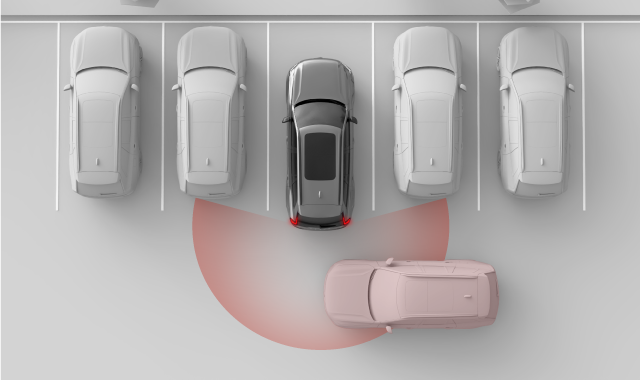 有關汽車後方車側來車的警告。