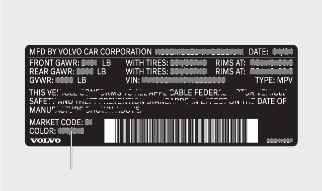 USA paint colour code on product label