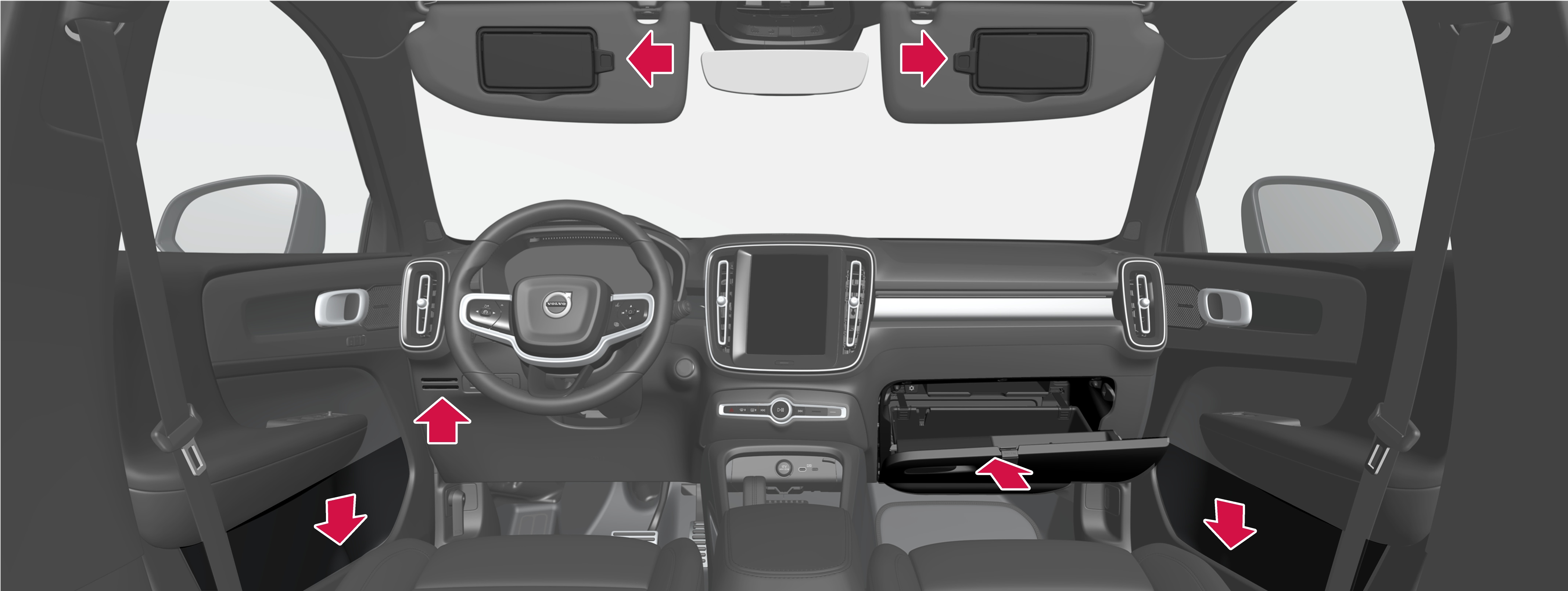 Auto-interieur | Opbergmogelijkheden en interieur | Laadmogelijkheden, interieur | XC40 Recharge Pure Electric 2021 | Volvo Support