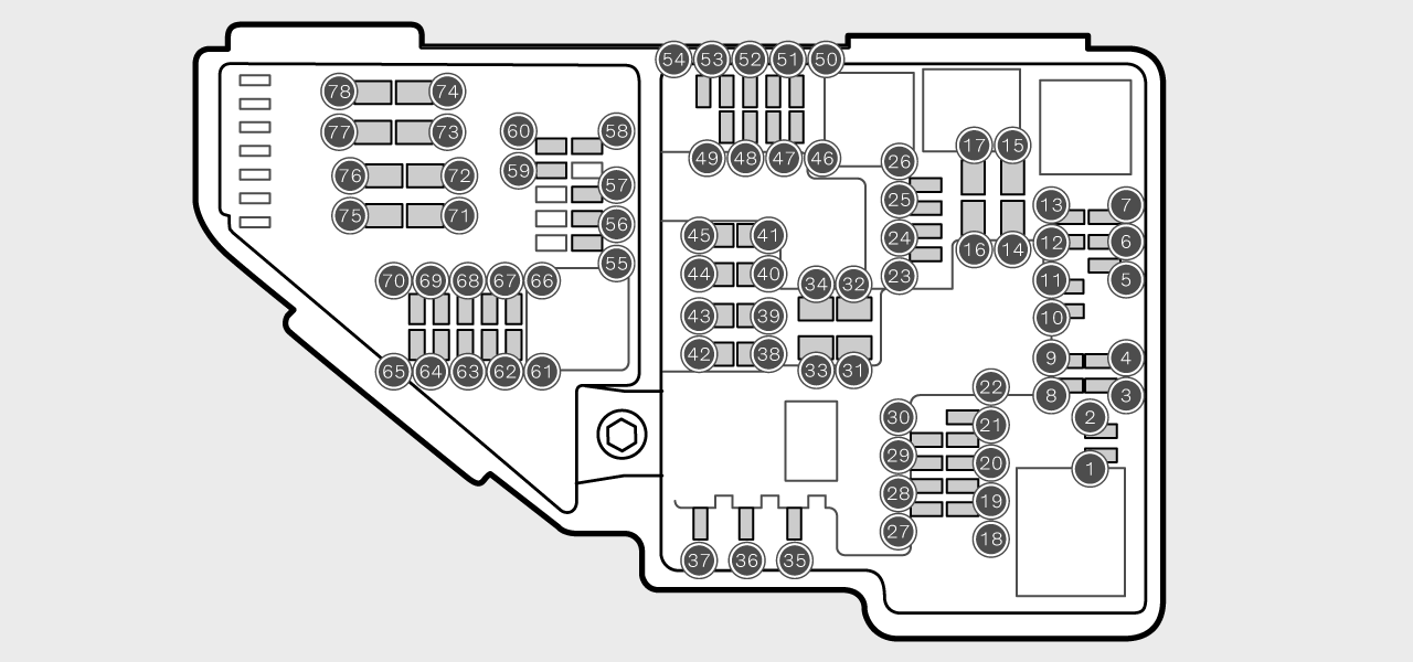 Diagram showing the fuse positions