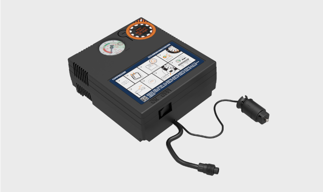 Overview of the temporary puncture repair kit's compressor