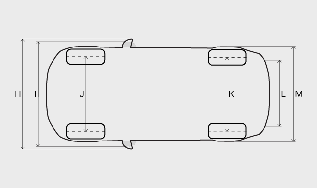Car, top view with dimensions