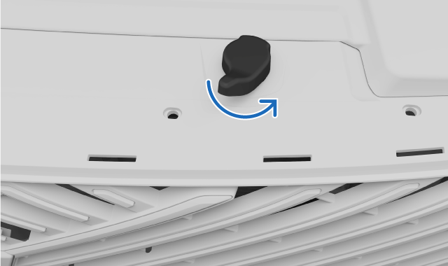 Illustration highlighting the rotation of the under-bonnet lever.