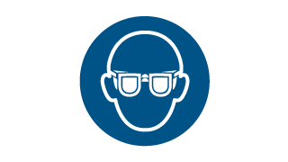 Štítok s informáciami o používaní ochranných okuliarov