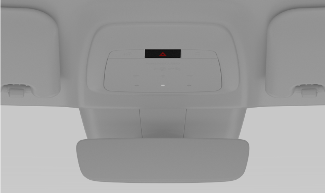 Posición del botón de las luces de emergencia en la consola del techo