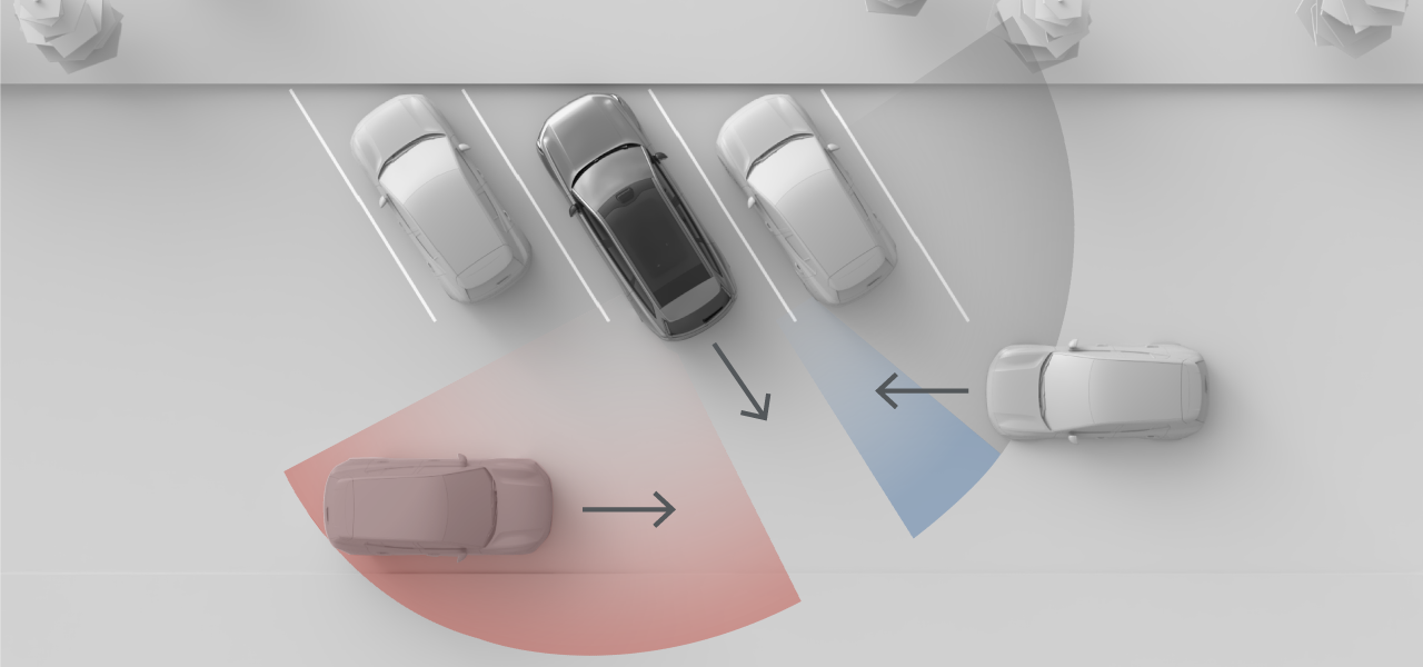 Cross Traffic Alert -toiminnon tunnistusvyöhykkeet