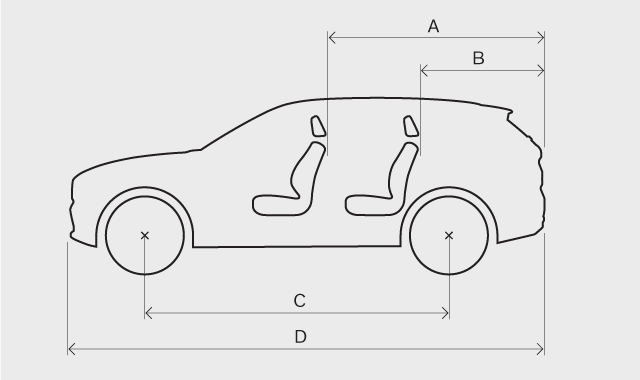 Car, side view with dimensions