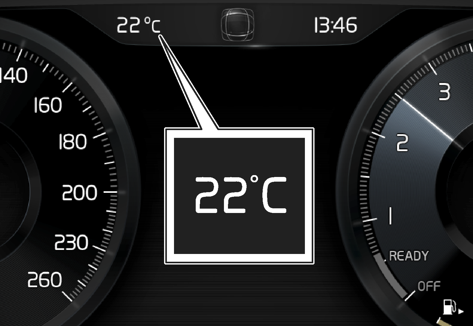 XC40 Twin Engine Outside temperature gauge