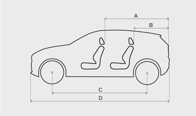 Car, side view with dimensions