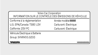 Étiquette d'information sur le contrôle des émissions du véhicule