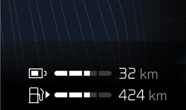 Battery meter shown in the driver display