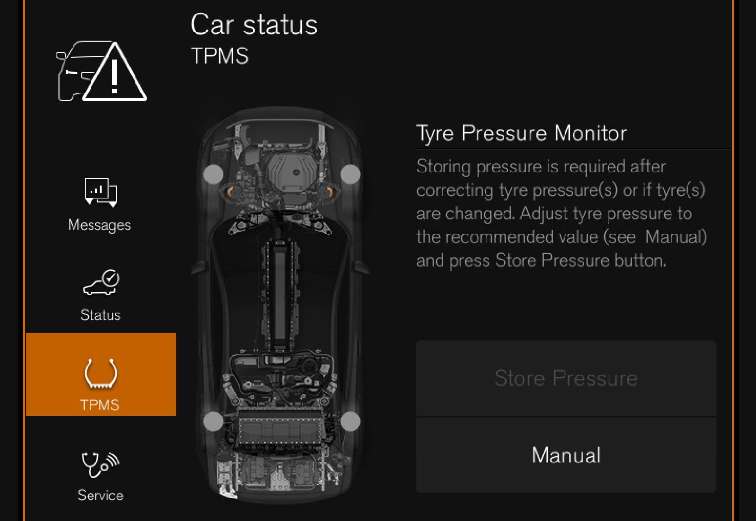 PS-1926-Tyre Pressure Monitoring System view in centre display