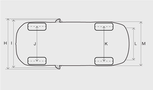 Car, top view with dimensions