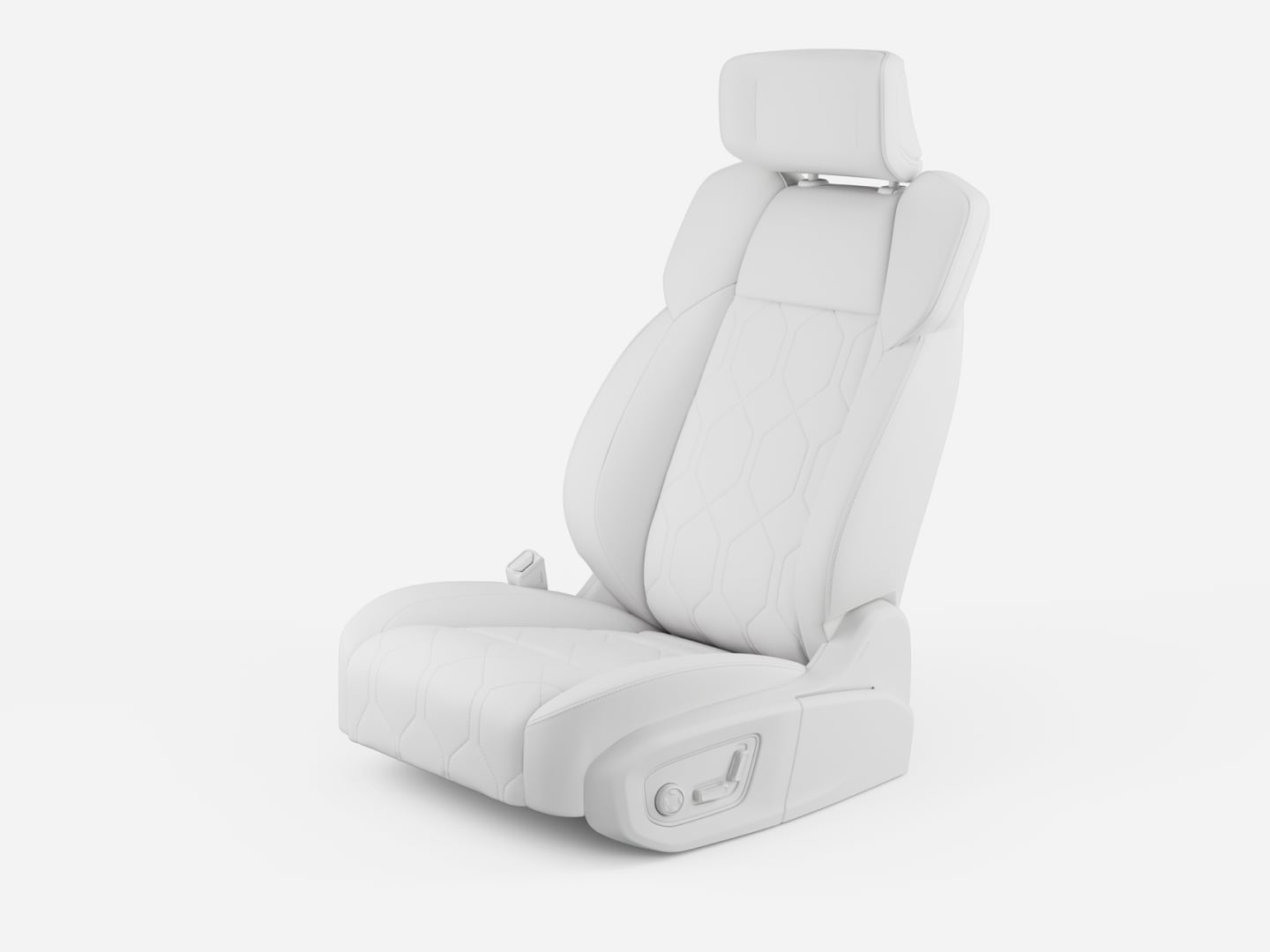 Image of the advanced comfort features and power-operated adjustments available in the Volvo EM90 driver’s seat. 
