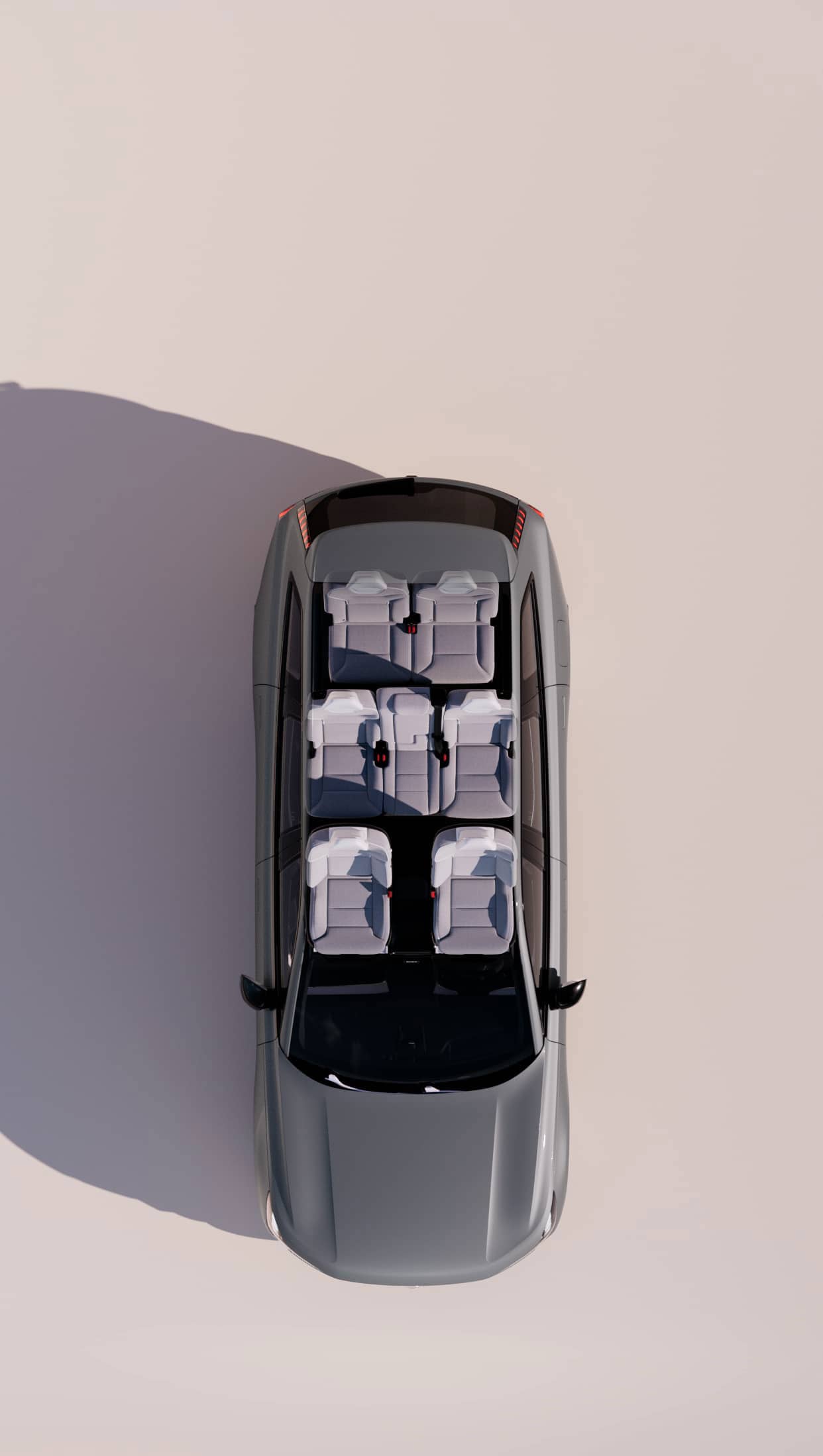 Teto panorâmico do Volvo EX90 visto de cima