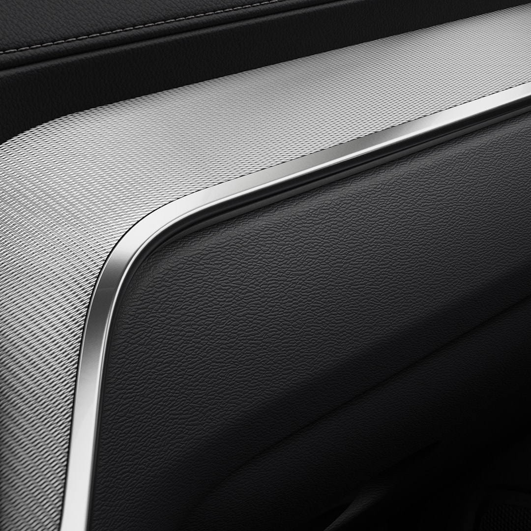 Metal mesh inlays and decor in Volvo S60 sedan.