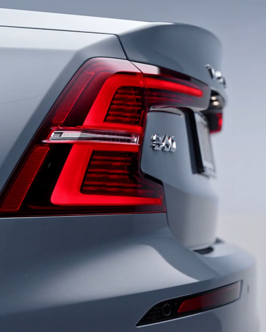 Volvo S60 Recharge plug-in hybrid rear light design.