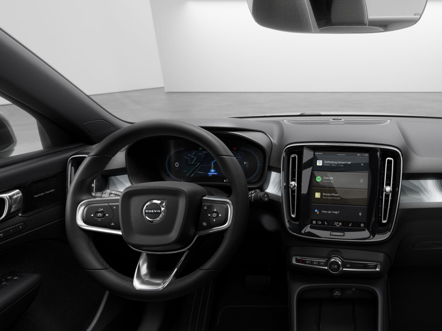 Cabin interior of Volvo XC40 Recharge pure electric.