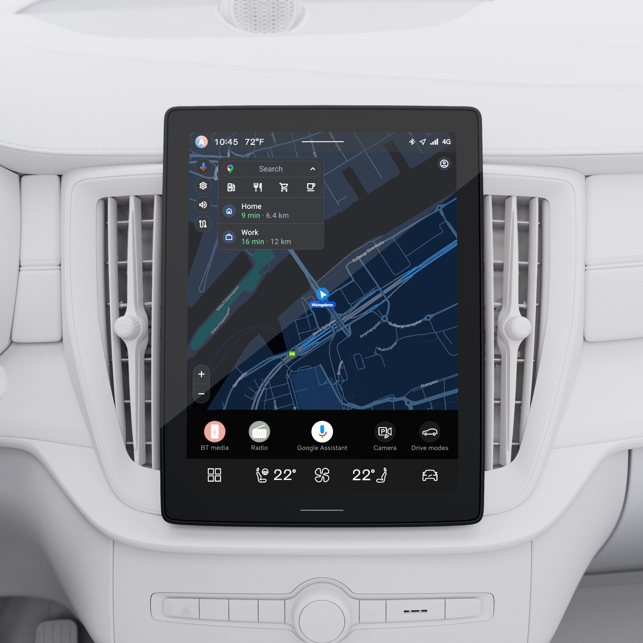 Google maps fully integrated with Volvo XC90 plug-in hybrid.