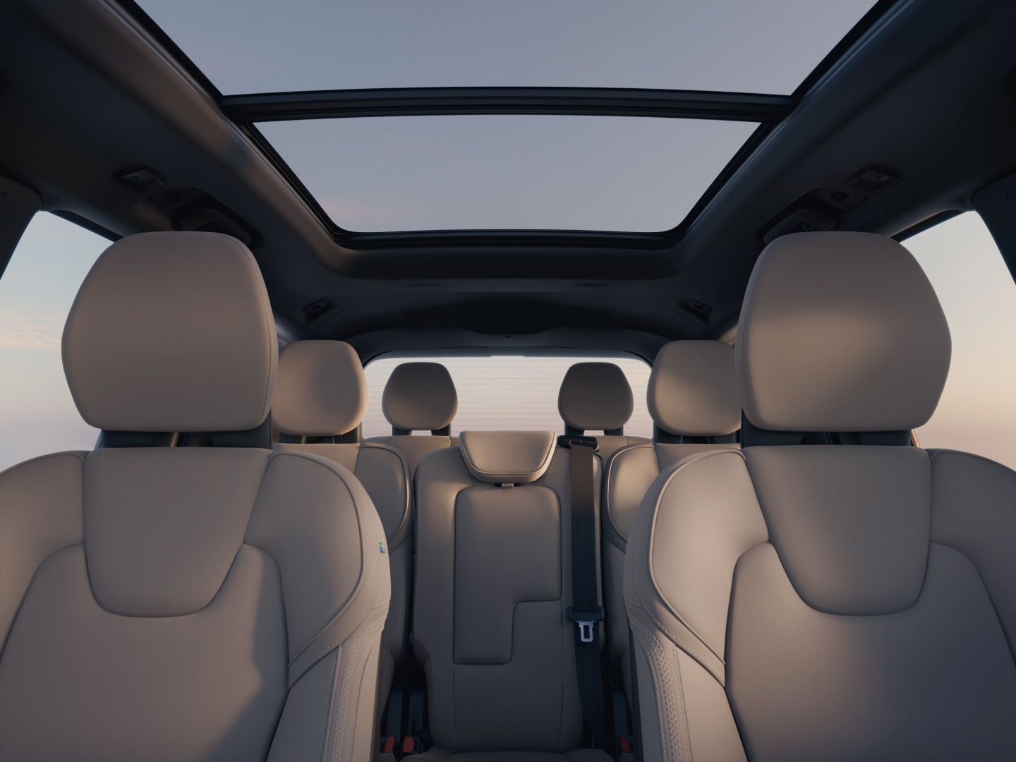 An interior shot of the XC90 plug-in hybrid 7-seater cabin.