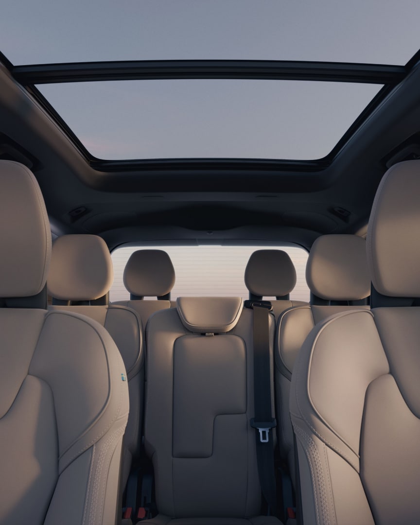 An interior shot of the XC90 plug-in hybrid 7-seater cabin.