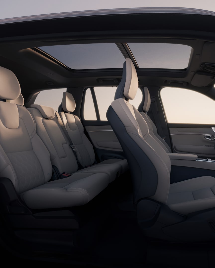 An interior shot of the quilted Nordico seats in the XC90 plug-in hybrid.