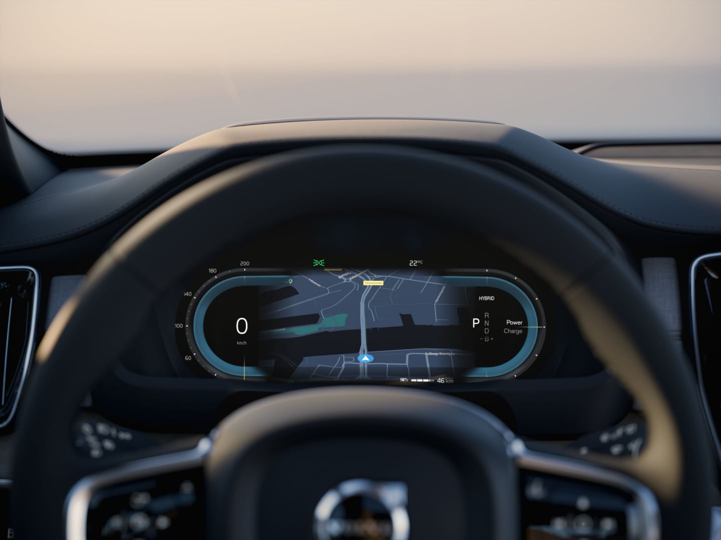 An interior shot of the XC90 plug-in hybrid driver display.