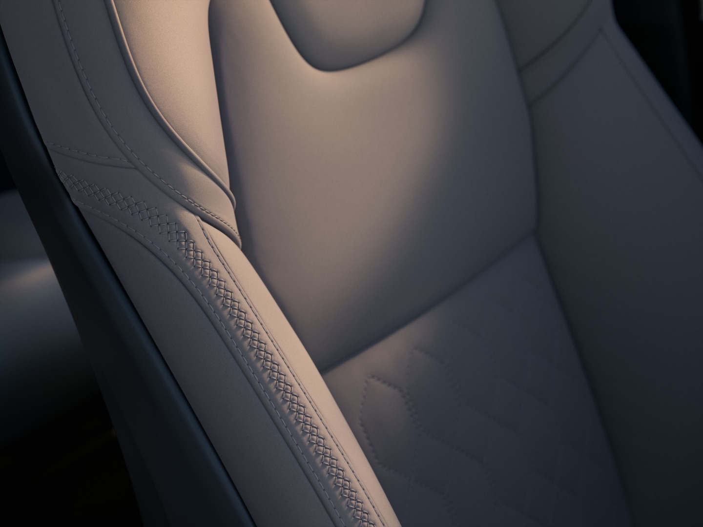 A close-up of the XC90 plug-in hybrid quilted Nordico seating.