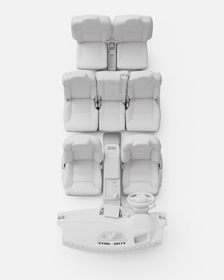 A bird’s-eye view of the XC90 plug-in hybrid 7-seater cabin.