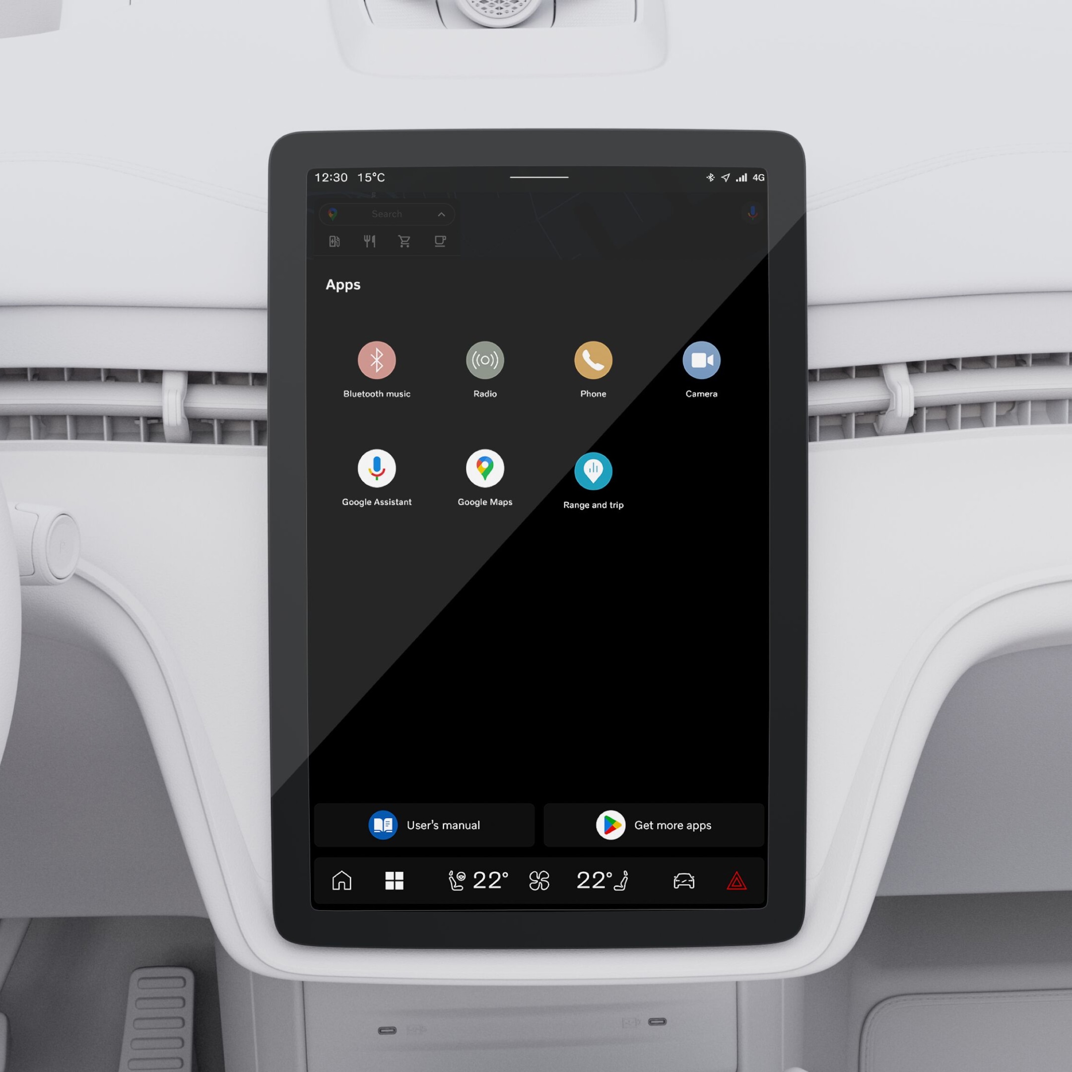 Një imazh që tregon "Asistenti për autonominë" në ekranin qendror, në një Volvo EX90.