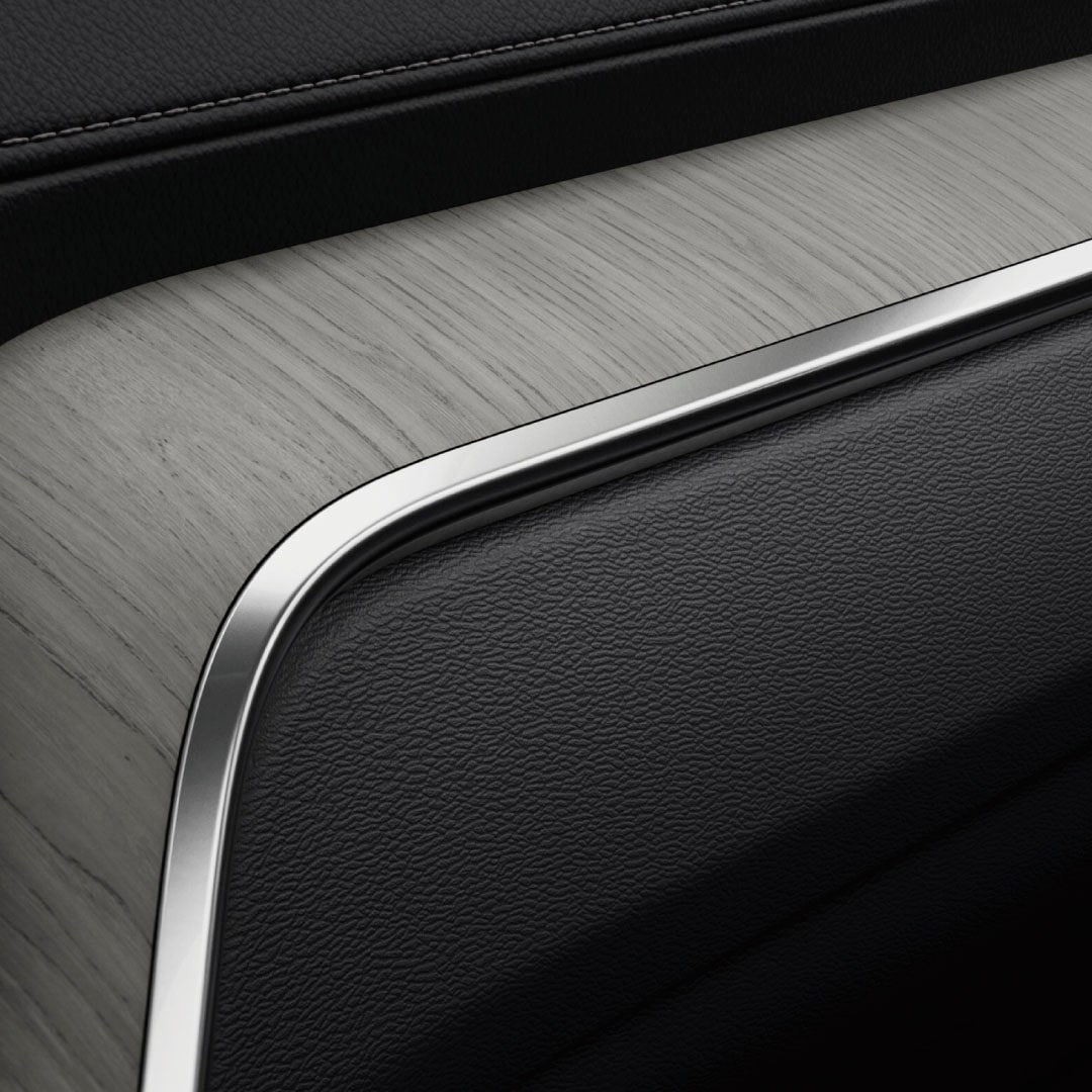 Metal mesh inlays and decor in Volvo S60 sedan.