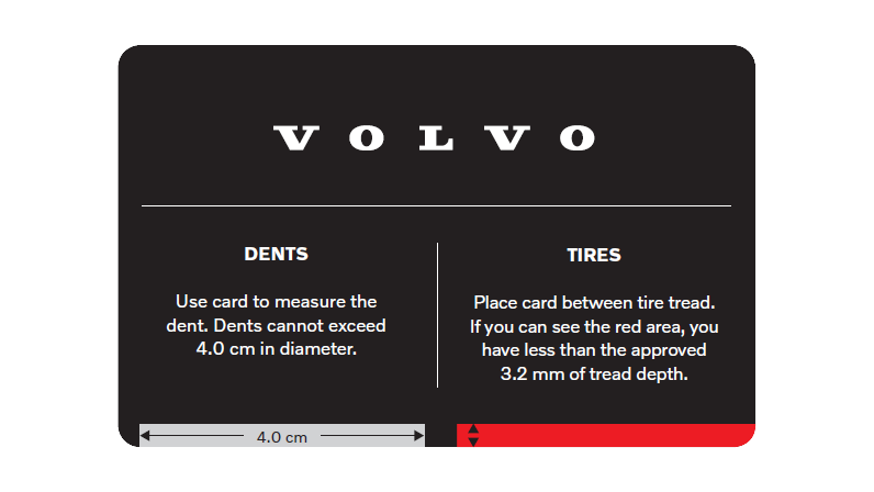 Volvo End of Lease Condition Card