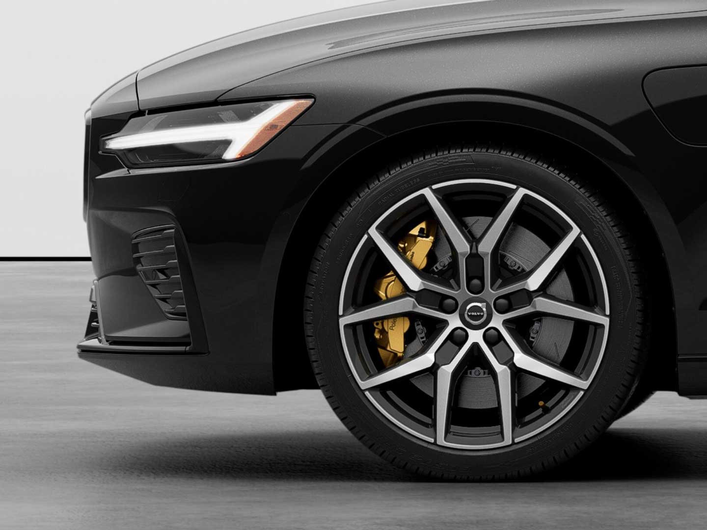 Design aérodynamique des roues de la Volvo V60 hybride branchable.