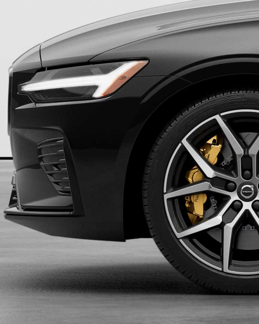Design aérodynamique des roues de la Volvo V60 hybride branchable.