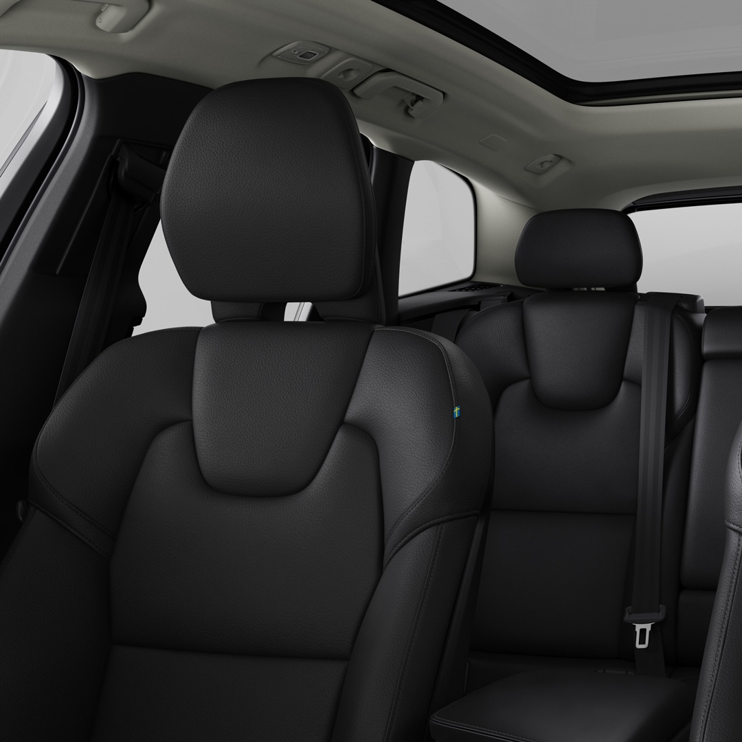 Interior close-up of the Tailored Wool Blend upholstery in the Volvo XC60 Recharge.