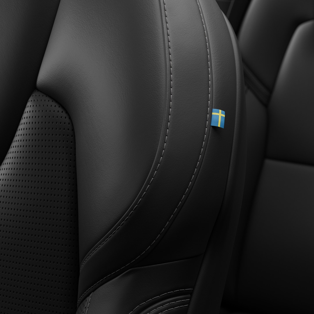 Interior close-up of the Tailored Wool Blend upholstery in the Volvo XC90 Recharge.